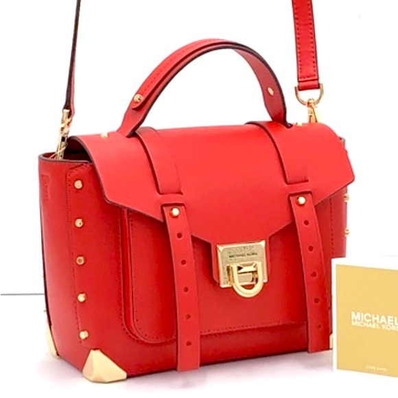 MICHAEL KORS MANHATTAN MEDIUM TOP HANDLE SATCHEL/SHOULDER/CROSSBODY FLAME COLOR - Picture 1 of 14